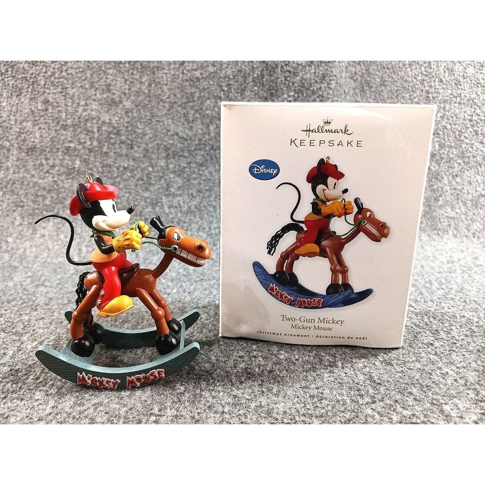 2010 Hallmark Keepsake Christmas Ornament Two-Gun Mickey Mouse Riding Horse Box